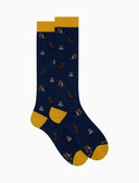 Calze lunghe donna cotone blu fantasia cani - Gallo 1927 - Official Online Shop