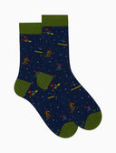 Calze corte uomo cotone blu fantasia snowboard - Gallo 1927 - Official Online Shop