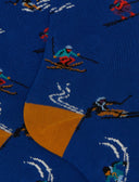 Calze lunghe donna cotone blu fantasia sciatori - Gallo 1927 - Official Online Shop