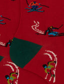 Calze corte donna cotone rosso fantasia sciatori - Gallo 1927 - Official Online Shop