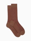 Calze corte uomo cotone beige vanisé a coste larghe - Gallo 1927 - Official Online Shop