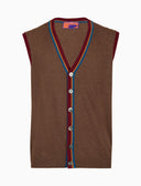 Gilet con bottoni uomo lana, viscosa e cashmere marrone tinta unita - Gallo 1927 - Official Online Shop
