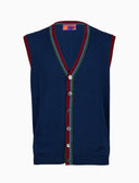 Gilet con bottoni uomo lana, viscosa e cashmere blu tinta unita - Gallo 1927 - Official Online Shop