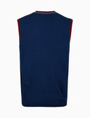 Gilet con bottoni uomo lana, viscosa e cashmere blu tinta unita - Gallo 1927 - Official Online Shop