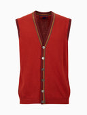 Gilet con bottoni uomo lana, viscosa e cashmere giallo tinta unita - Gallo 1927 - Official Online Shop