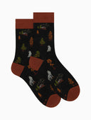 Calze corte uomo cotone grigio fantasia lupi nella foresta - Gallo 1927 - Official Online Shop
