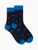 Calze corte uomo cotone blu fantasia equitazione - Gallo 1927 - Official Online Shop