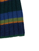 Calotta unisex lana e cashmere verde righe multicolor - Gallo 1927 - Official Online Shop