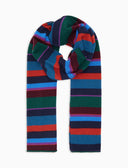 Sciarpa semplice unisex lana e cashmere blu righe multicolor