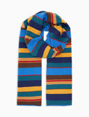 Sciarpa semplice unisex lana e cashmere color pavone righe multicolor