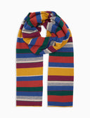Sciarpa semplice unisex lana e cashmere blu righe multicolor