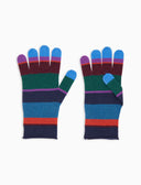 Guanto donna lana e cashmere blu righe multicolor