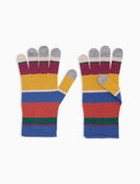 Guanto donna lana e cashmere blu righe multicolor