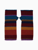 Guanti corti senza dita donna lana e cashmere bordò righe multicolor - Gallo 1927 - Official Online Shop