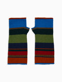Guanti corti senza dita donna lana e cashmere verde righe multicolor - Gallo 1927 - Official Online Shop