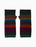 Guanti corti senza dita donna lana e cashmere verde righe multicolor - Gallo 1927 - Official Online Shop