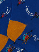 Calze lunghe bambino cotone blu fantasia sciatori - Gallo 1927 - Official Online Shop