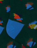 Calze lunghe bambino cotone verde fantasia galli multicolore - Gallo 1927 - Official Online Shop