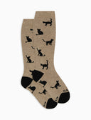 Calze lunghe bambino cotone beige fantasia gatti - Gallo 1927 - Official Online Shop