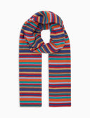 Sciarpa unisex pile azzurro righe multicolor