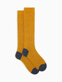 Calcetines largos para hombre de lana bouclé amarillos, lisos y con contrastes
