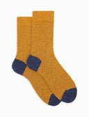 Calcetines cortos para hombre de lana bouclé amarillos, lisos y con contrastes