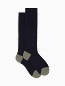 Calze lunghe donna lana bouclé blu tinta unita e contrasti - Gallo 1927 - Official Online Shop