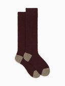 Calze lunghe donna lana bouclé viola tinta unita e contrasti - Gallo 1927 - Official Online Shop