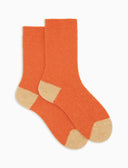 Kurze Damensocken aus Bouclé-Wolle in Orange, unifarben und mit Kontrasten