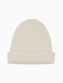 Berretto unisex lana, seta e cashmere bianco a coste tinta unita - Gallo 1927 - Official Online Shop