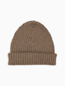 Berretto unisex lana, seta e cashmere beige a coste tinta unita - Gallo 1927 - Official Online Shop