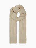 Sciarpa unisex lana, seta e cashmere bianco a coste tinta unita - Gallo 1927 - Official Online Shop