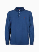 Polo camicia maniche lunghe uomo cotone blu tinta unita - Gallo 1927 - Official Online Shop