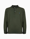 Polo camicia maniche lunghe uomo cotone verde tinta unita - Gallo 1927 - Official Online Shop