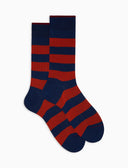Calze corte uomo cotone blu a coste righe bicolore - Gallo 1927 - Official Online Shop