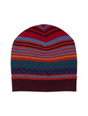Berretto unisex lana e cashmere rosso mix righe e pois - Gallo 1927 - Official Online Shop