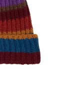 Berretto unisex lana, viscosa e cashmere bordò righe multicolor - Gallo 1927 - Official Online Shop