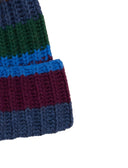 Berretto unisex lana, viscosa e cashmere blu righe multicolor - Gallo 1927 - Official Online Shop