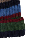 Berretto unisex lana, viscosa e cashmere blu righe multicolor - Gallo 1927 - Official Online Shop
