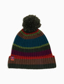Berretto unisex lana, viscosa e cashmere verde righe multicolor - Gallo 1927 - Official Online Shop