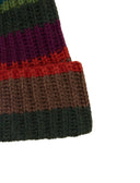 Berretto unisex lana, viscosa e cashmere verde righe multicolor - Gallo 1927 - Official Online Shop