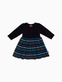 Vestito bambino pile blu tinta unita e righe multicolor - Gallo 1927 - Official Online Shop