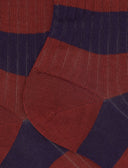 Calze corte donna cotone marrone a coste righe bicolore - Gallo 1927 - Official Online Shop