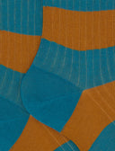 Calze corte donna cotone a costa righe bicolore azzurro - Gallo 1927 - Official Online Shop