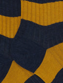 Calze corte donna cotone blu a coste righe bicolore - Gallo 1927 - Official Online Shop