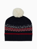 Berretto con risvolto unisex lana e cashmere blu fantasia greca natalizia - Gallo 1927 - Official Online Shop