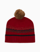 Berretto con risvolto unisex lana e cashmere rosso fantasia greca natalizia - Gallo 1927 - Official Online Shop