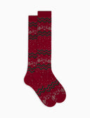 Calze lunghe donna cotone rosso fantasia greca natalizia - Gallo 1927 - Official Online Shop