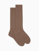 Calze lunghe donna lana beige a coste tinta unita - Gallo 1927 - Official Online Shop