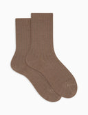 Calze corte donna lana beige a coste tinta unita - Gallo 1927 - Official Online Shop